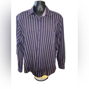 Bugatchi Uomo Classic Men's Shirt Shaped Fit Size Large